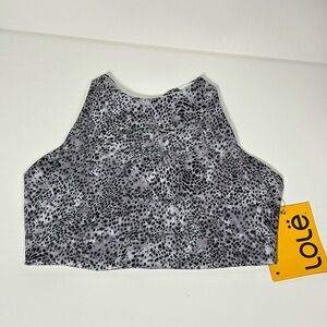 Lole Black and White Speckled Crop Tank